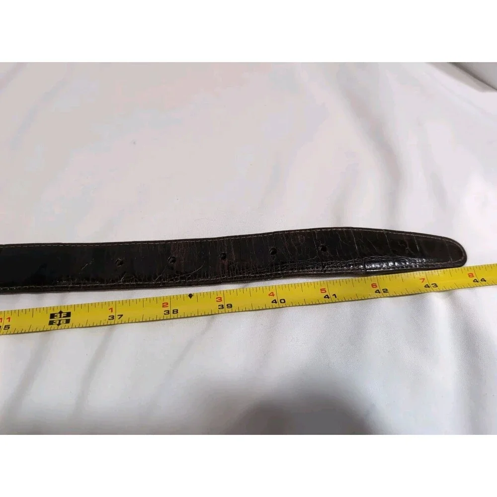 BRIGHTON BELT DARK BROWN LEATHER CROC EMBOSSED SIZE 40 MADE IN USA VINTAGE